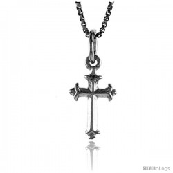 Sterling Silver Teeny Fleur-De-Lis Cross Pendant, 1/2 in