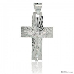 Sterling Silver Crucifix Pendant w/ Latin Cross, 1 1/4 in tall
