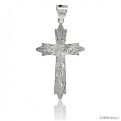 Sterling Silver Crucifix Pendant w/ Cross Fleury, 1 5/8 in tall