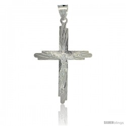 Sterling Silver Crucifix Pendant w/ Cross, 1 3/4 in tall