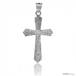 Sterling Silver Crucifix Pendant w/ Gothic Cross, 1 5/8 in tall