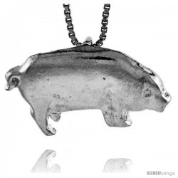 Sterling Silver Pig Pendant, 1 in wide