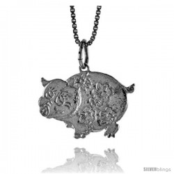 Sterling Silver Pig Pendant, 5/8 in