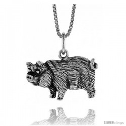 Sterling Silver Pig Pendant, 1/2 in