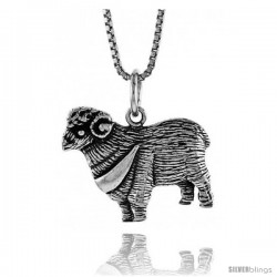 Sterling Silver Sheep Pendant, 5/8 in