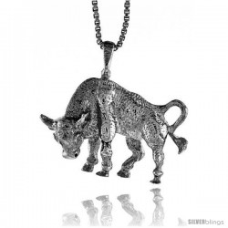 Sterling Silver Bull Pendant, 3/4 in