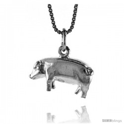 Sterling Silver Pig Pendant, 1/2 in -Style 4p408