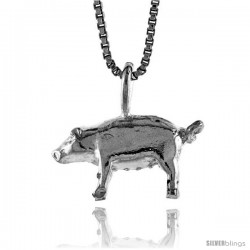 Sterling Silver Pig Pendant, 3/8 in