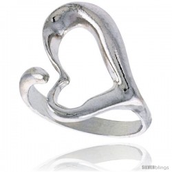 Sterling Silver Heart Ring Polished finish 3/4 in wide