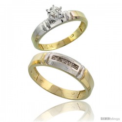 10k Yellow Gold 2-Piece Diamond wedding Engagement Ring Set for Him & Her, 4mm & 5.5mm wide -Style 10y123em