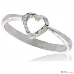 Sterling Silver Heart Ring Polished finish 1/4 in wide