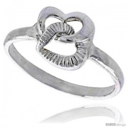 Sterling Silver Interlacing Hearts Ring Polished finish 3/8 in wide