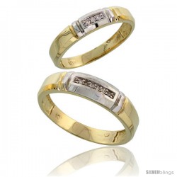 10k Yellow Gold Diamond 2 Piece Wedding Ring Set His 5.5mm & Hers 4mm -Style 10y123w2