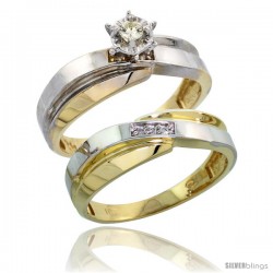 10k Yellow Gold Ladies' 2-Piece Diamond Engagement Wedding Ring Set, 1/4 in wide