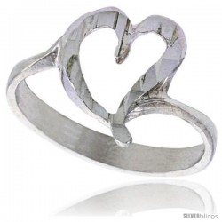 Sterling Silver Heart Ring Polished finish 7/16 in wide