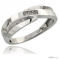 10k White Gold Ladies Diamond Wedding Band Ring 0.02 cttw Brilliant Cut, 1/4 in wide