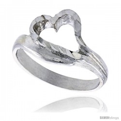 Sterling Silver Heart Ring Polished finish 3/8 in wide -Style Ffr448