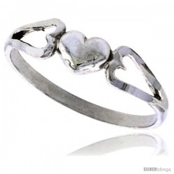 Sterling Silver Tiny Heart Ring 3/16 in wide