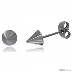 Stainless Steel Cone Spike Stud Earrings 1/4 in Round