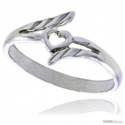 Sterling Silver Heart Ring Polished finish 3/8 in wide -Style Ffr453