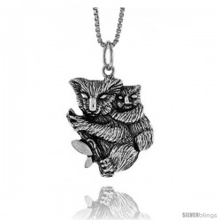 Sterling Silver Koala Bear Pendant, 3/4 in