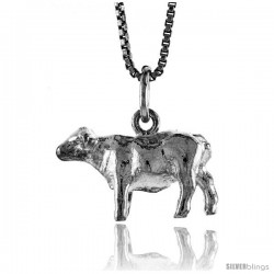 Sterling Silver Cow Pendant, 1/2 in