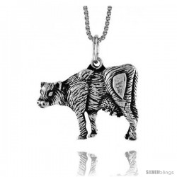 Sterling Silver Cow Pendant, 5/8 in