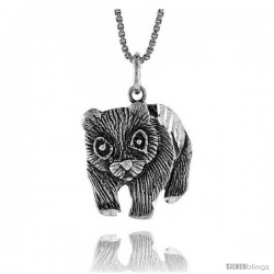 Sterling Silver Panda Bear Pendant, 3/4 in