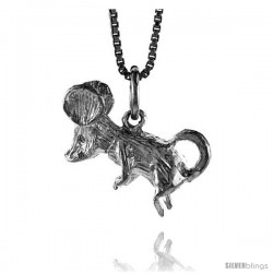 Sterling Silver Mouse Pendant, 3/4 in