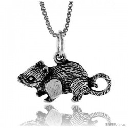 Sterling Silver Rat Pendant, 3/8 in