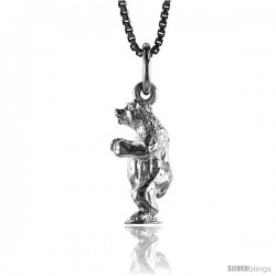 Sterling Silver Bear Pendant, 5/8 in