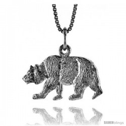 Sterling Silver Bear Pendant, 1/2 in -Style 4p427