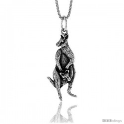 Sterling Silver Kangaroo Pendant, 1 1/16 in