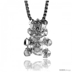 1/2 in Sterling Silver 1/2 in Teeny Teddy Bear Pendant