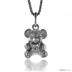 Sterling Silver Teddy Bear Pendant, 1/2 in