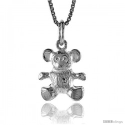 Sterling Silver Teddy Bear Pendant, 1/2 in -Style 4p435