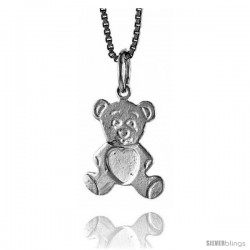 Sterling Silver Teddy Bear Pendant, 1/2 in -Style 4p436