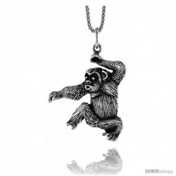 Sterling Silver Chimp Pendant, 1 in