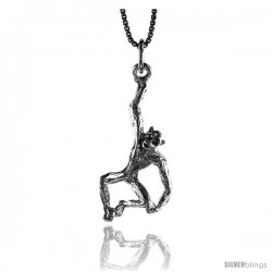 Sterling Silver Monkey Pendant, 1 1/16 in