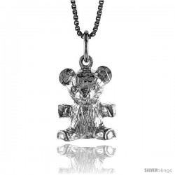 Sterling Silver Teddy Bear Pendant, 1/2 in -Style 4p443