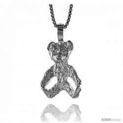 Sterling Silver Teddy Bear Pendant, 3/4 in -Style 4p444