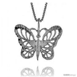 Sterling Silver Butterfly Pendant, 5/8 in