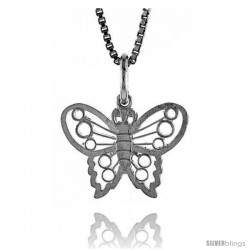 Sterling Silver Small Butterfly Pendant1/2 in