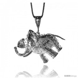 Sterling Silver Large Elephant Pendant, 1 1/8 in