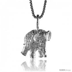 Sterling Silver Elephant Pendant, 1/2 in