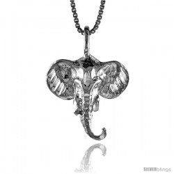 Sterling Silver Elephant Head Pendant, 3/4 in