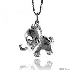 Sterling Silver Elephant Pendant, 7/8 in