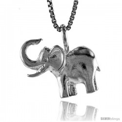 Sterling Silver Small Elephant Pendant, 1/2 in