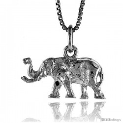 Sterling Silver Small Elephant Pendant, 3/8 in