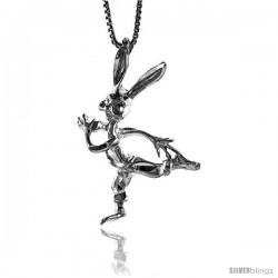 Sterling Silver Rabbit Pendant, 1 3/8 in tall